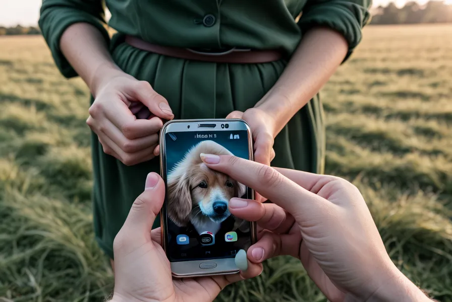 Nahaufnahme eines Smartphones mit einer Online-Hundetraining-Lektion neben einer Hundeleine.