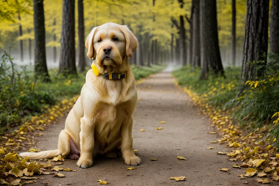 Labrador-Mix geht an lockerer Leine – Ergebnis von konsequentem Leinentraining und Labrador-Training