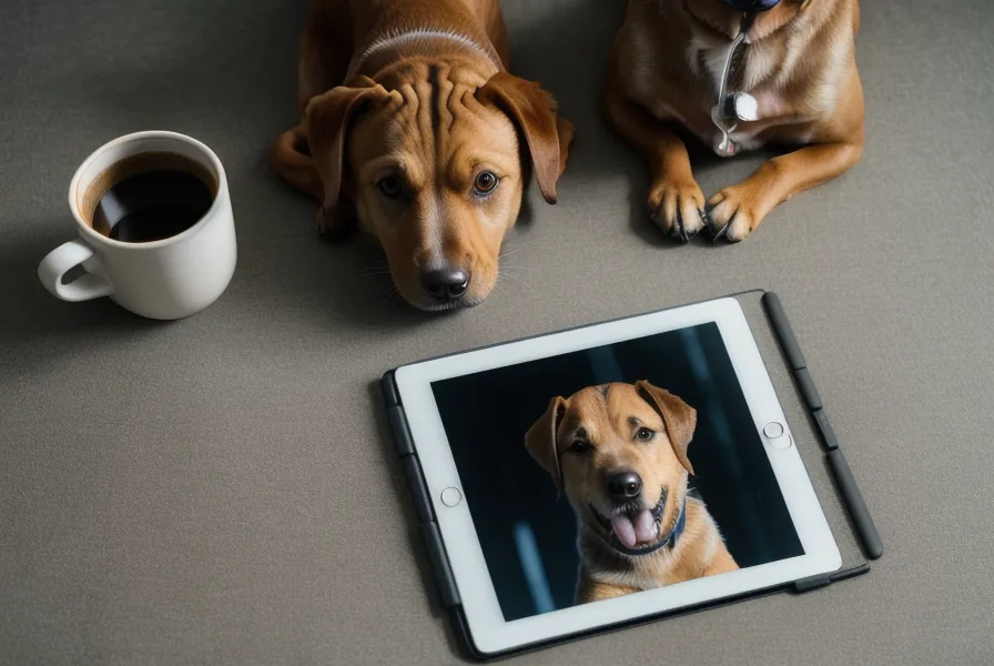 Online-Hundekurs auf dem Tablet zur Vorbereitung eines Hundetraining-Vergleichs