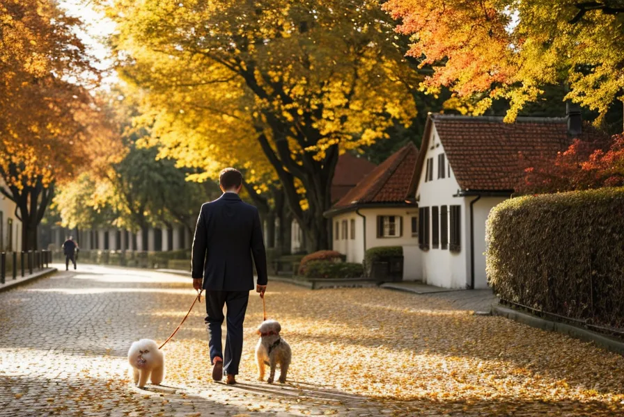 Hund im Herbst an lockerer Leine – Momentaufnahme nach strukturiertem Leinentraining
