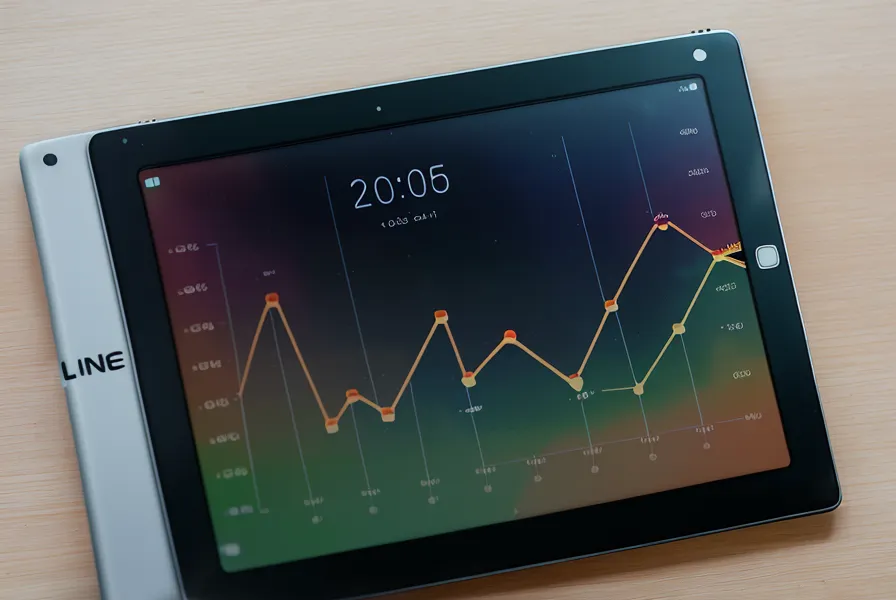 Ein Liniendiagramm auf einem Tablet, das den Rückgang des Leinenziehens über Monate zeigt.