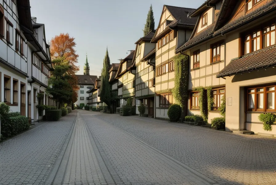 Ruhiger Gehweg in einer Münchner Vorstadtstraße als Trainingsumgebung für den gestuften Transfer beim Leinentraining
